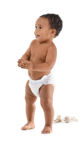 Cute African-American baby isolated on white — Stock Photo, Image