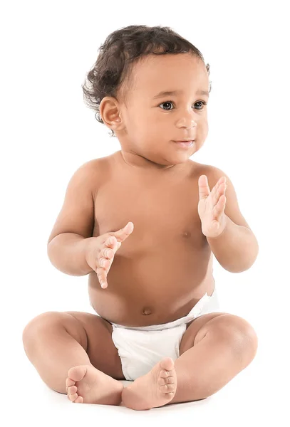 Cute African-American baby isolated on white — Stock Photo, Image