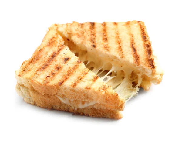 Sanduíches saborosos com queijo sobre fundo branco — Fotografia de Stock