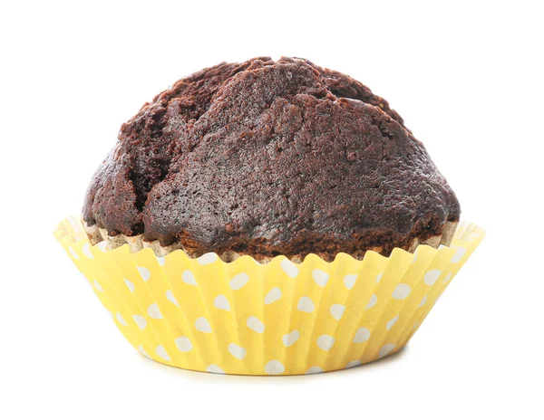 Leckere Schokolade Muffin auf weißem Hintergrund — Stockfoto