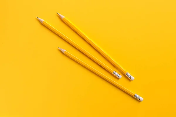 Ordinary pencils on color background — Stock Photo, Image