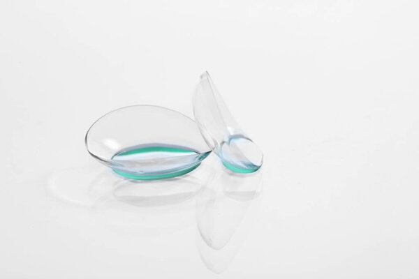 Contact lenses on white background