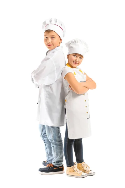 Cute little chefs on white background — Stock Photo, Image