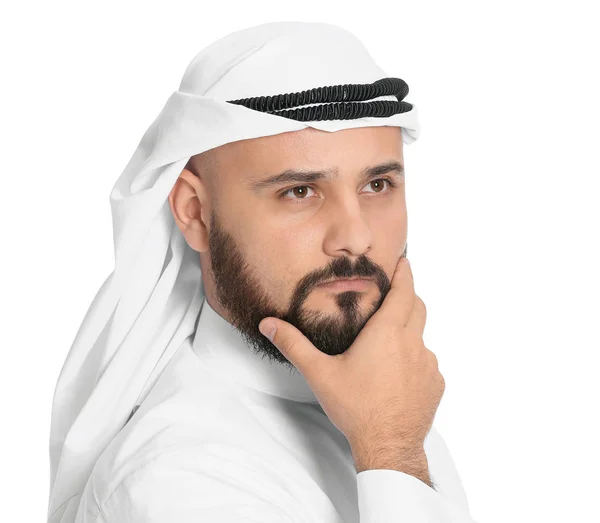 Stilig arabisk man på vit bakgrund — Stockfoto