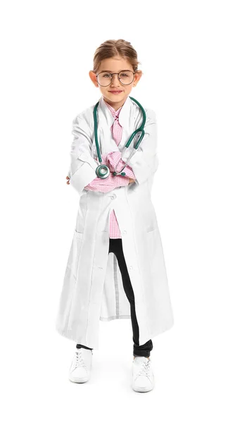 Cute little doctor on white background — Stock Photo, Image