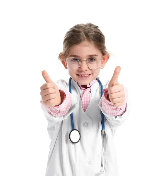 Cute little doctor on white background — Stock Photo, Image