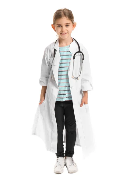 Cute little doctor on white background — 图库照片