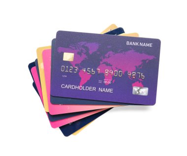 Beyaz arka planda farklı kredi kartları