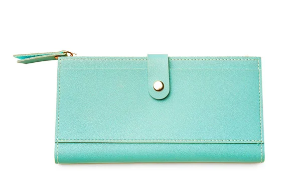 Stilvolle Brieftasche auf weißem Hintergrund — Stockfoto