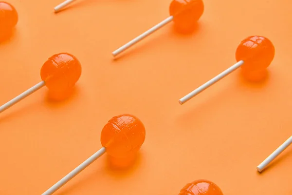 Tasty lollipops on color background — Stock Photo, Image