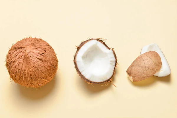 色系背景的成熟椰子 — 图库照片