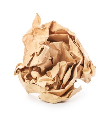 Crumpled paper on white background. Recycling concept