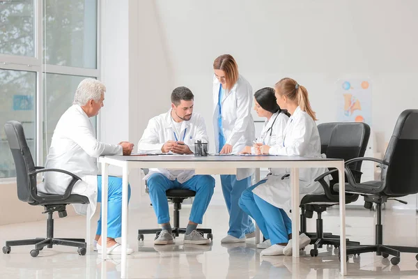 Team of doctors during meeting in clinic — Stock Photo, Image