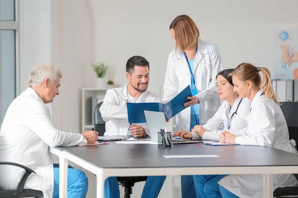 Team of doctors during meeting in clinic — Stock Photo, Image