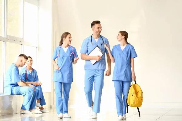 Group of medical students in hall of clinic — 스톡 사진