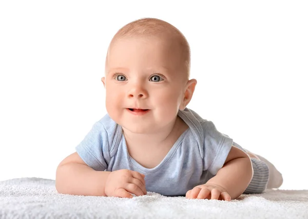 Portrait of cute little baby on white background — Stock Photo, Image