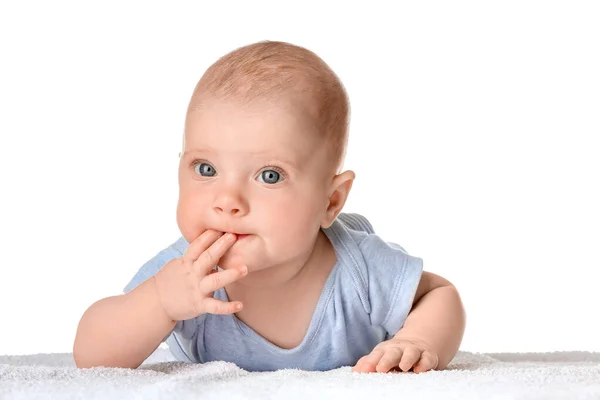 Porträt des niedlichen kleinen Babys auf weißem Hintergrund — Stockfoto