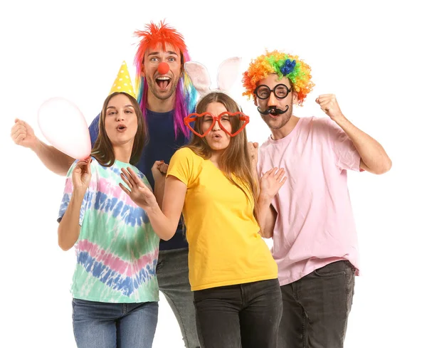 Gente disfrazada de blanco. Celebración del Día de los Inocentes —  Fotos de Stock