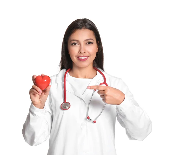 Жінка-кардіолог на білому тлі — стокове фото