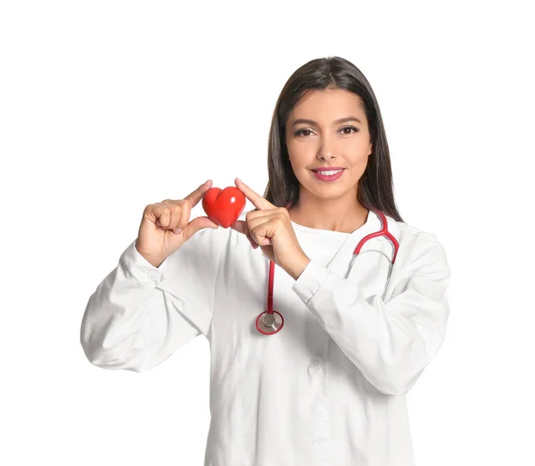 Жінка-кардіолог на білому тлі — стокове фото