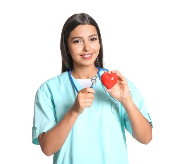 Cardióloga sobre fondo blanco — Foto de Stock