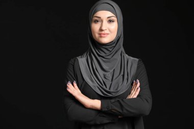 Beautiful Arab woman on dark background clipart