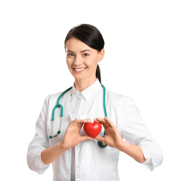 白地の女性心臓病学者 — ストック写真