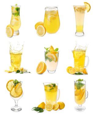 Beyaz arka plan üzerinde taze limonata