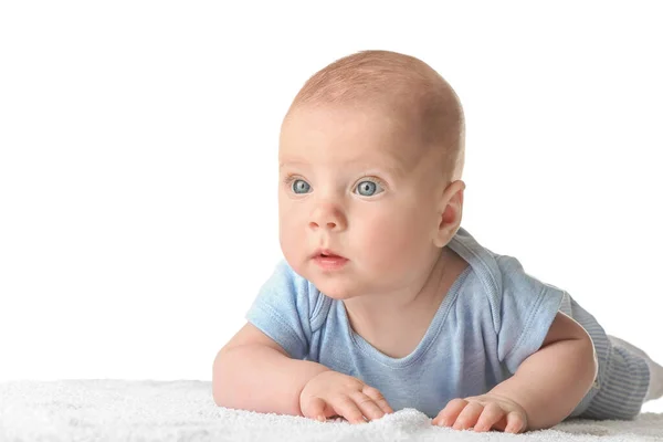 Retrato de lindo bebé sobre fondo blanco — Foto de Stock