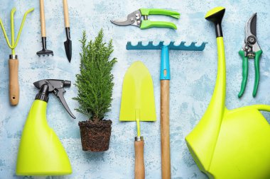 Arka planda bitki yetiştirme malzemeleri seti