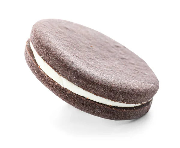 Galleta de chocolate sabrosa sobre fondo blanco — Foto de Stock