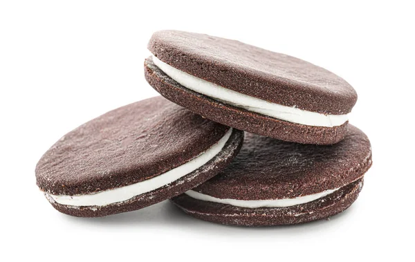 Beyaz zemin üzerine lezzetli çikolata kurabiye