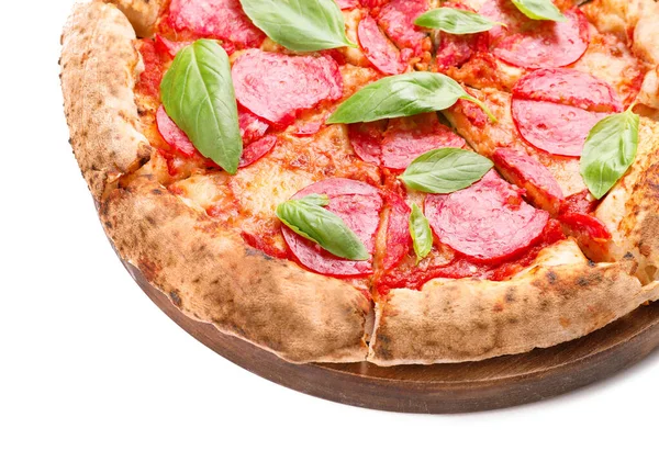 Tasty pizza on white background — Stock Photo, Image