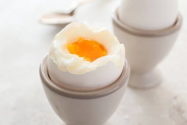 Tasty boiled egg on table — Stock Photo, Image
