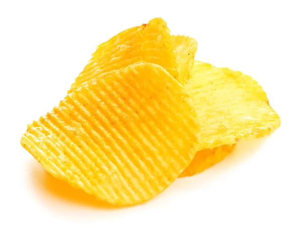 Smakelijke potato chips op witte achtergrond — Stockfoto