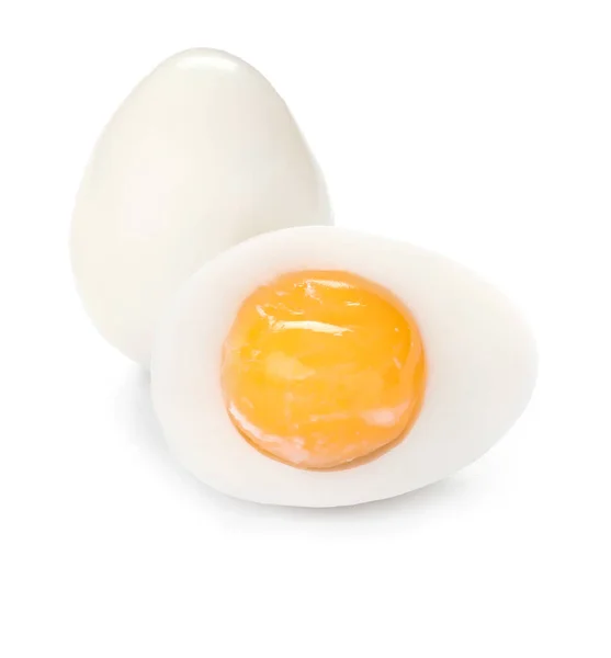 Tasty boiled eggs on white background — Stock Photo, Image