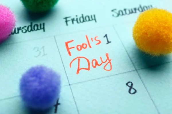 Calendar with date of April Fool's Day, closeup — Stock Photo, Image