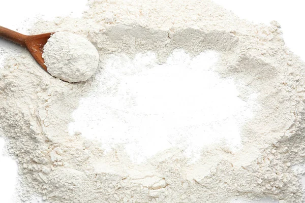 Frame made of flour on white background — Stock Photo, Image