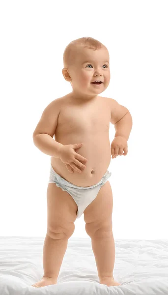 Carino piccolo bambino su sfondo bianco — Foto Stock