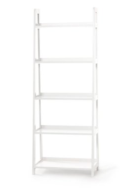 Beyaz arkaplanda boş raf ünitesi