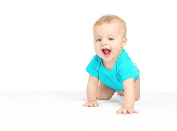 Schattige Kleine Baby Geïsoleerd Wit — Stockfoto