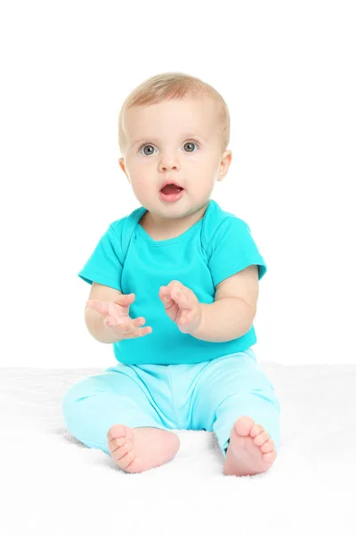 Niedliches Kleines Baby Isoliert Auf Weiß — Stockfoto