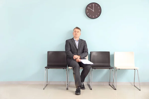 Mature Man Waiting Job Interview Indoors — Stock Photo, Image