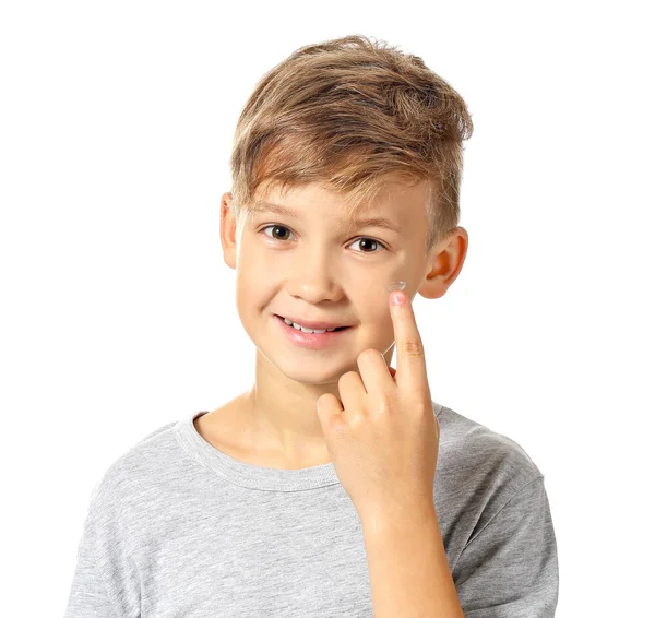 Little Boy Contact Lens White Background — Stock Photo, Image