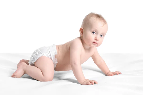 Bébé Drôle Mignon Isolé Sur Blanc — Photo