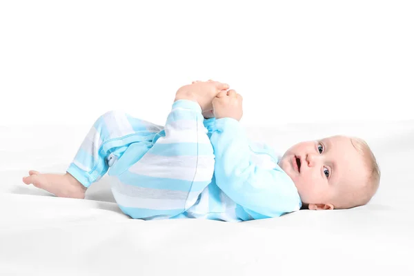 Aranyos Vicces Baby Elszigetelt Fehér — Stock Fotó
