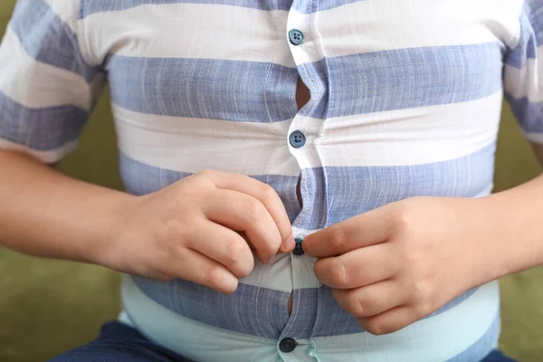 Overweight Boy Tight Clothes Closeup — Stock Photo, Image