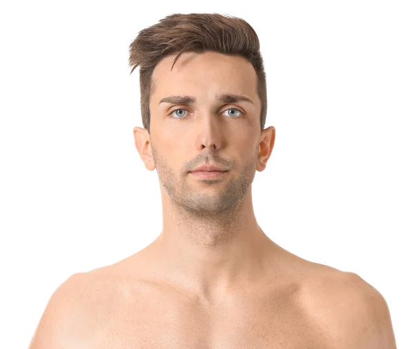 Handsome Young Man White Background Plastic Surgery Concept — Stock Photo, Image