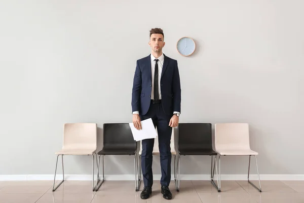 Young Man Waiting Job Interview Indoors — Stock Photo, Image