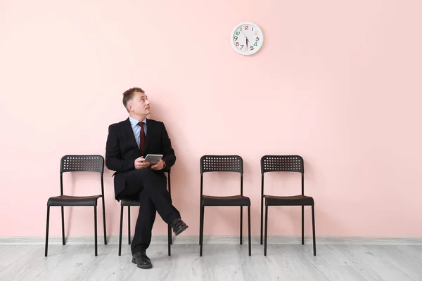 Mature Man Waiting Job Interview Indoors — Stock Photo, Image
